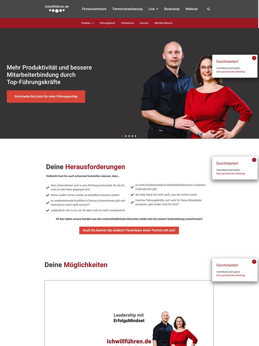 Webdesign-Projekt Ich will führen